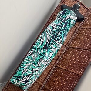 Johnny Martin Tropical Green and Black Maxi Dress - S